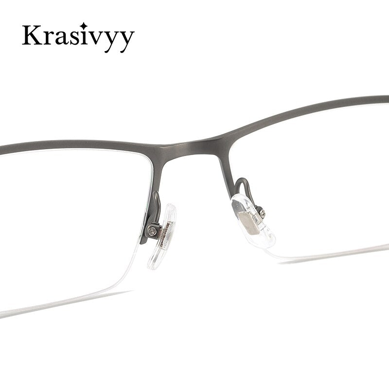 Krasivyy Men's Semi Rim Square Titanium Eyeglasses Kr0076 Semi Rim Krasivyy   