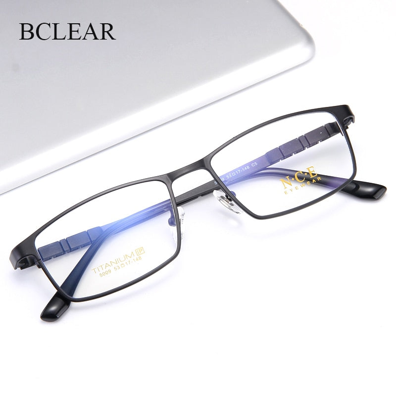 Bclear Men's Full Rim Square Titanium Eyeglasses My5009 Full Rim Bclear   