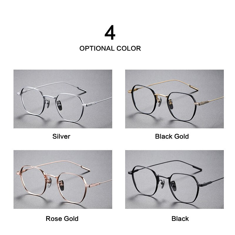 Muzz Men's Full Rim Square Hand Crafted Titanium Frame Eyeglasses 9.580804 Full Rim Muzz   