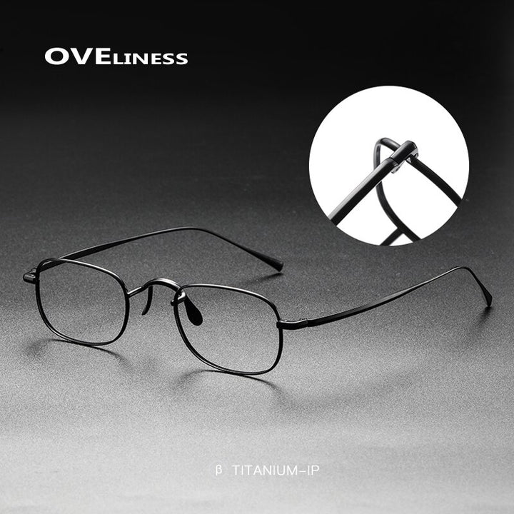 Oveliness Unisex Full Rim Small Square Titanium Eyeglasses 165e Full Rim Oveliness   