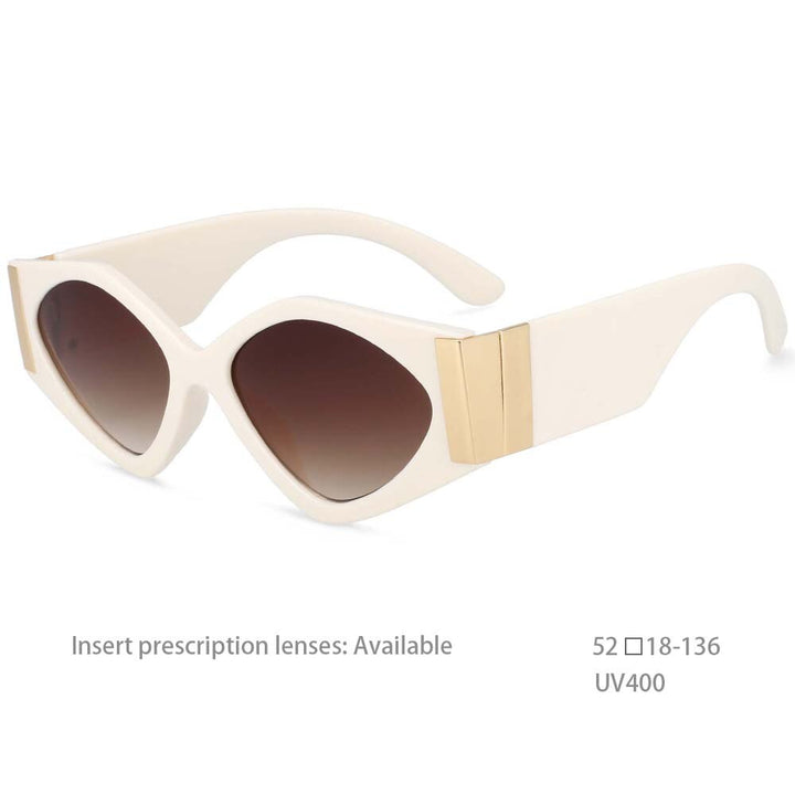 CCSpace Women's Full Rim Oversized Cat Eye Resin Frame Sunglasses 54458 Sunglasses CCspace Sunglasses Beige China as picture