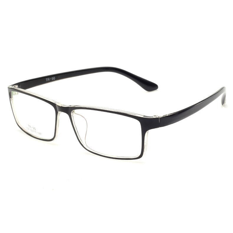 Cubojue Men's Full Rim Oversized Square 155mm Myopic Reading Glasses Reading Glasses Cubojue no function lens 0 M5 black clear 