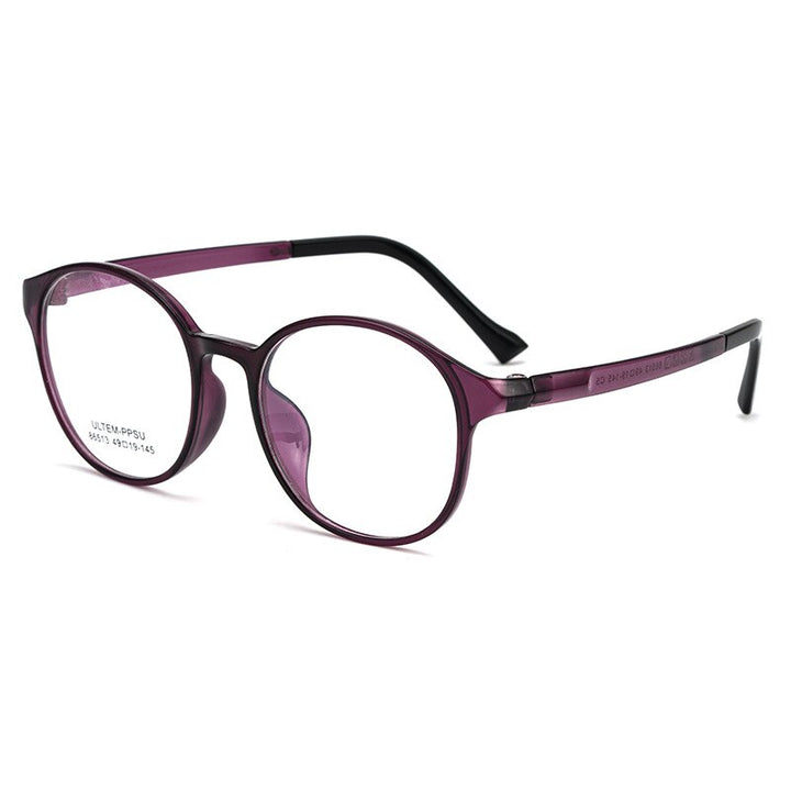 Yimaruili Unisex Full Rim Round Ultem Frame Eyeglasses 86513S Full Rim Yimaruili Eyeglasses Purple  