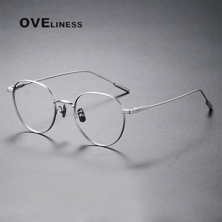Oveliness Unisex Full Rim Round Square Titanium Eyeglasses 80807 Full Rim Oveliness silver  