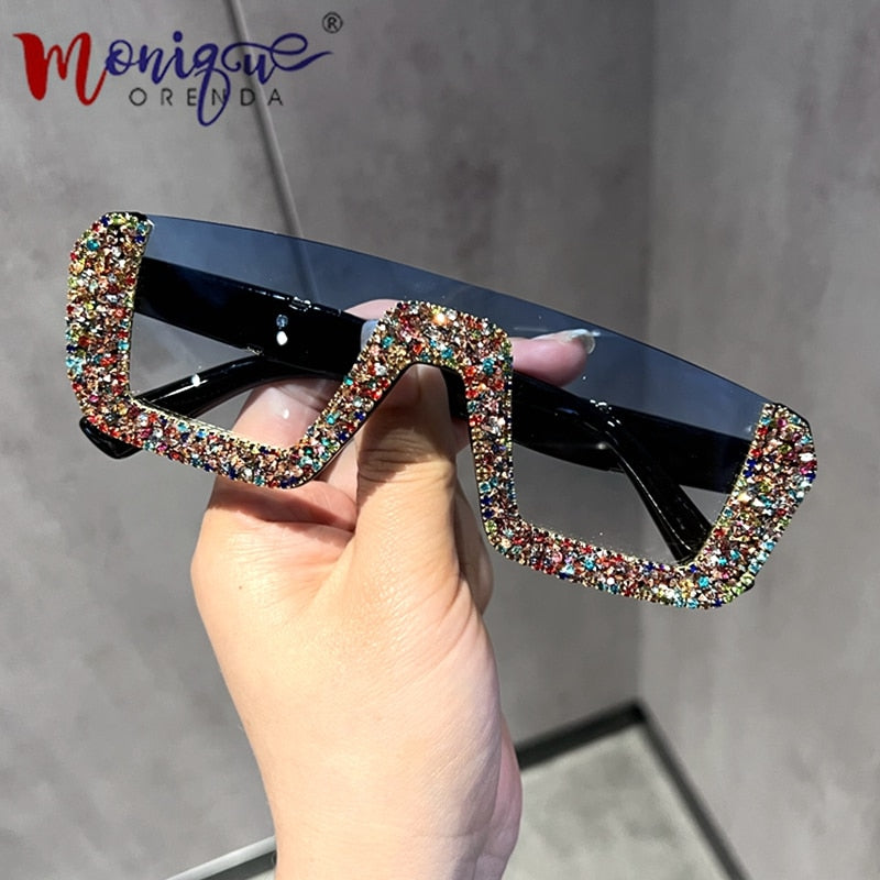 V Shades Oversized Square Half Frame Fashion Sunglasses