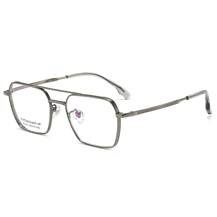 Aissuarvey Men's Full Rim Square Double Bridge Titanium Frame Men Eyeglasses 8179 Full Rim Aissuarvey Eyeglasses Gray CN 