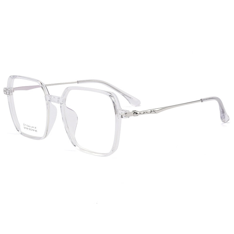 KatKani Unisex Full Rim Square TR 90 Resin β Titanium IP Frame Eyeglasses Full Rim KatKani Eyeglasses Transparent Gray  