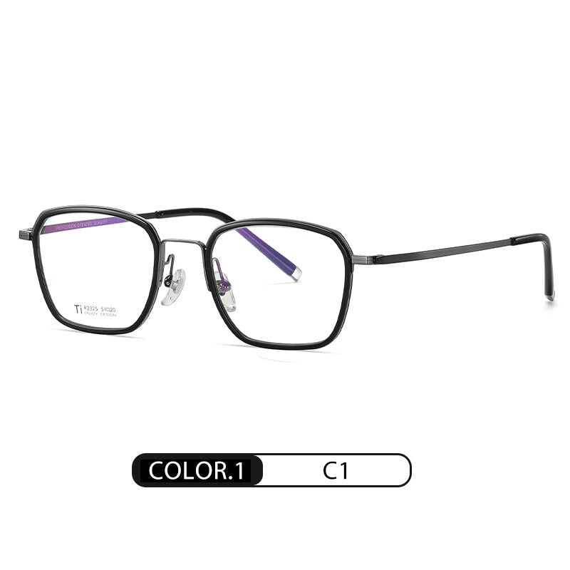 Reven Jate Unisex Full Rim Square Acetate Titanium Frame Eyeglasses R2325 Full Rim Reven Jate C1  