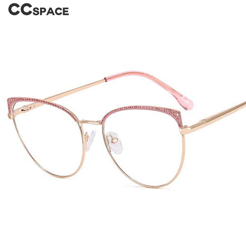 CCSpace Unisex Full Rim Round Cat Eye Tr 90 Stainless Steel Eyeglasses 54636 Full Rim CCspace   