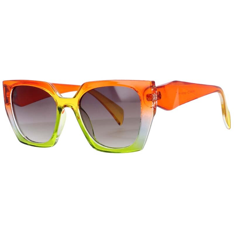 CCSpace Women's Full Rim Square Cat Eye Resin Frame Sunglasses 53222 Sunglasses CCspace Sunglasses Rainbow 53222 