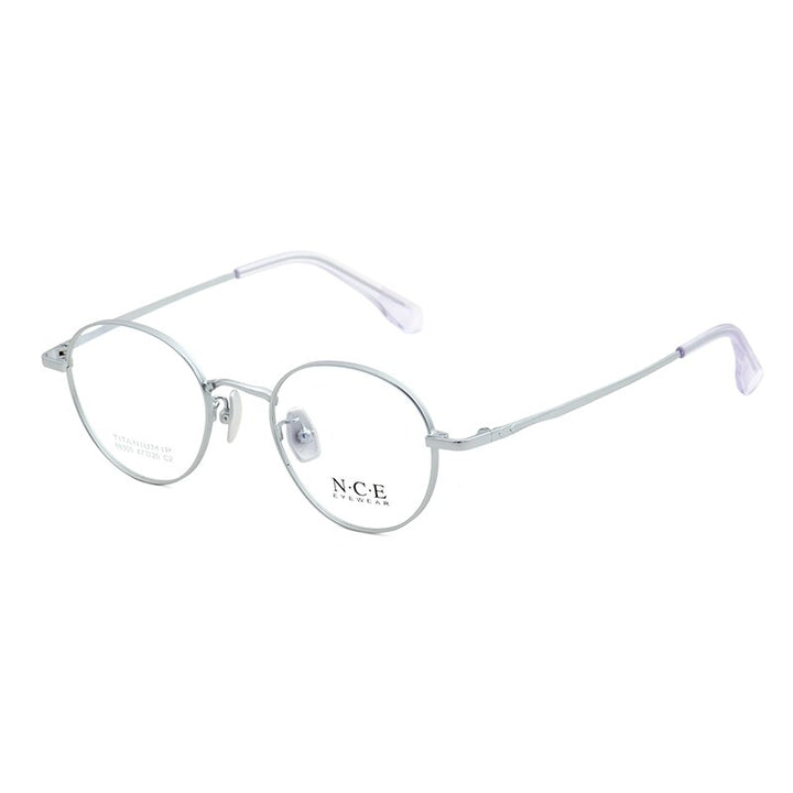Zirosat Women's Full Rim Round Titanium Acetate Frame Eyeglasses 88305 Full Rim Zirosat silver  
