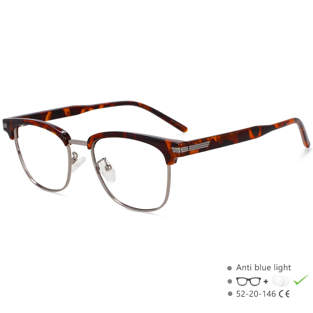 CCspace Unisex Full Rim Square Tr 90 Alloy Eyeglasses 55867 Full Rim CCspace China LeopardGun 