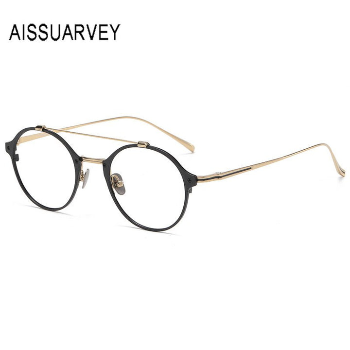 Aissuarvey Unisex Full Rim Round Titanium Eyeglasses 4822145b Full Rim Aissuarvey Eyeglasses   