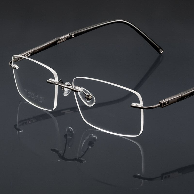 Yimaruili Men's Rimless Square Titanium Eyeglasses Z9WK Rimless Yimaruili Eyeglasses   