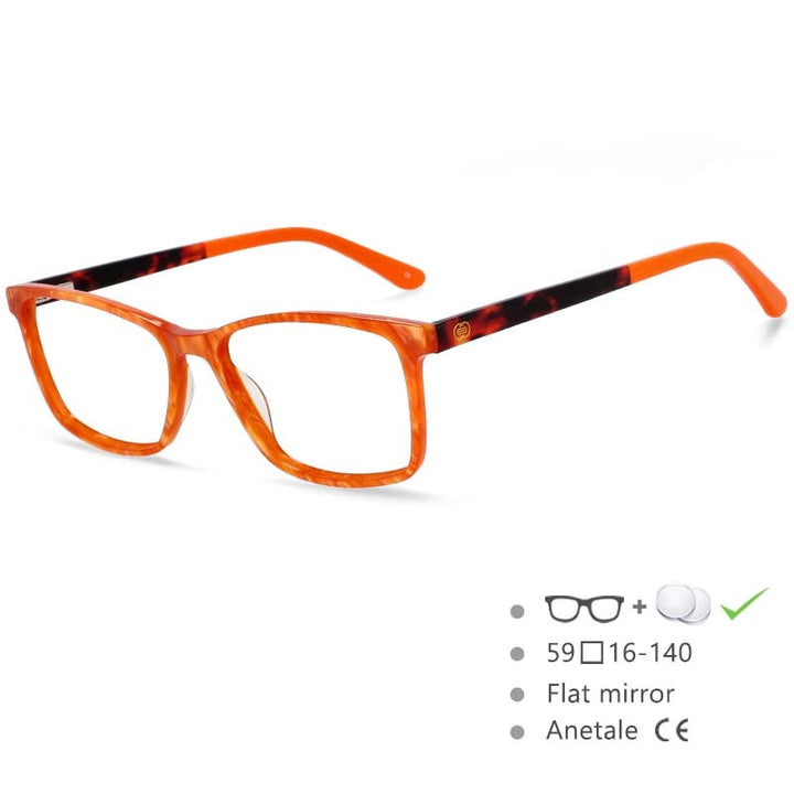 CCSpace Men's Full Rim Square Acetate Frame Eyeglasses 54553 Full Rim CCspace Orange China 