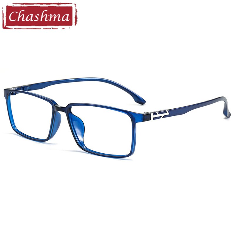 Chashma Unisex Full Rim Ultem Titanium Wide Frame Eyeglasses 66135 Full Rim Chashma Transparent Blue  
