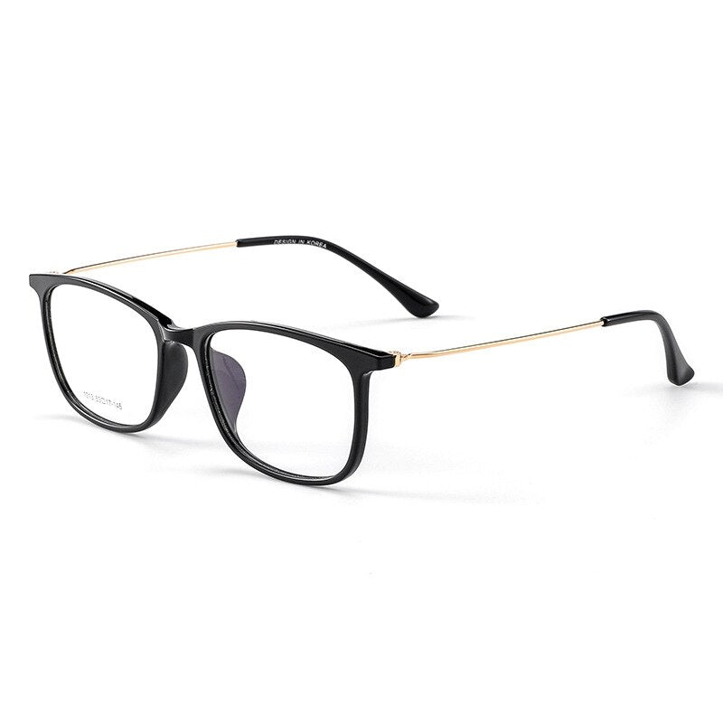 KatKani Unisex Full Rim Square Tr 90 Eyeglasses 1013 Full Rim KatKani Eyeglasses Black Gold  