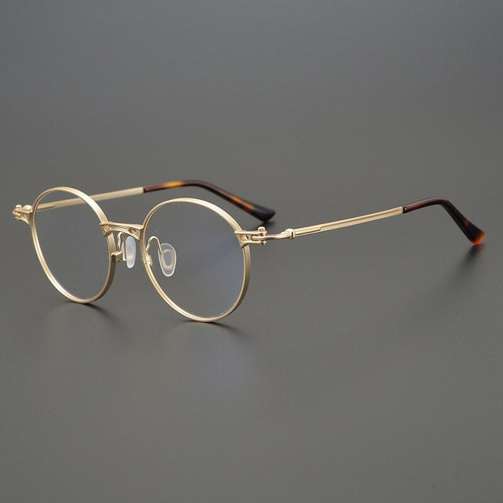 Gatenac Unisex Full Rim Round Titanium Frame Eyeglasses Gxyj760 Full Rim Gatenac Gold  
