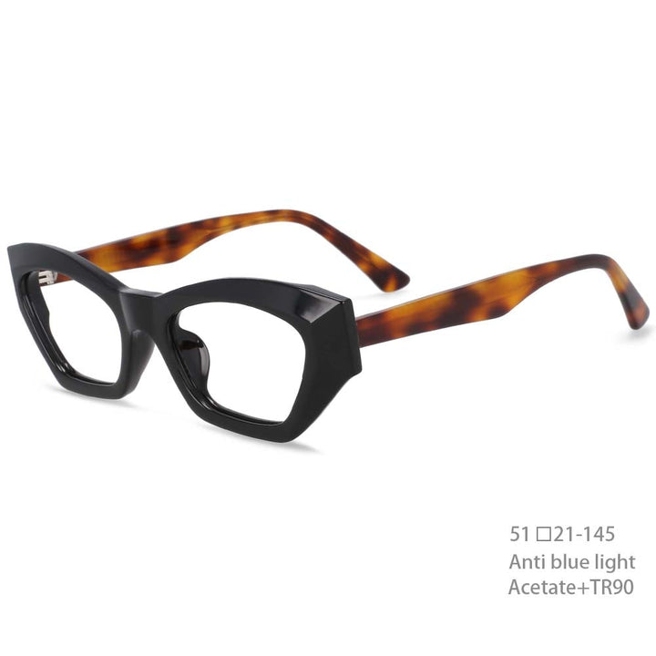 CCSpace Unisex Full Rim Oversized Rectangle Cat Eye Acetate Frame Eyeglasses 54404 Full Rim CCspace China black-leopard 