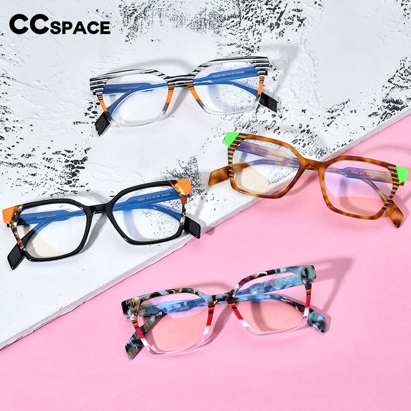 CCspace Unisex Full Rim Square Acetate Eyeglasses 55167 Full Rim CCspace   