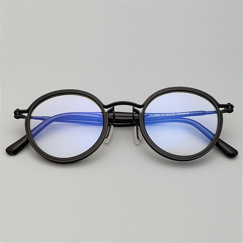 Cubojue Unisex Round Titanium Acetate Reading Glasses Reading Glasses Cubojue 0 anti blue lihgt black black 