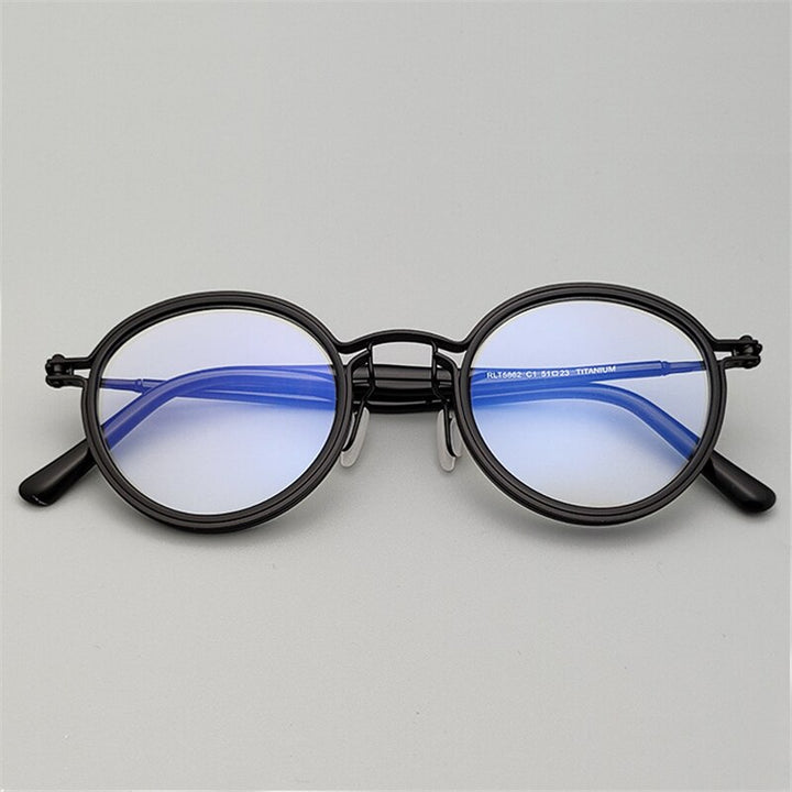 Cubojue Unisex Round Titanium Acetate Reading Glasses Reading Glasses Cubojue 0 anti blue lihgt black black 