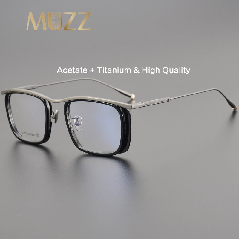 Muzz Unisex Full Rim Square Acetate Titanium Eyeglasses R1ki Full Rim Muzz   