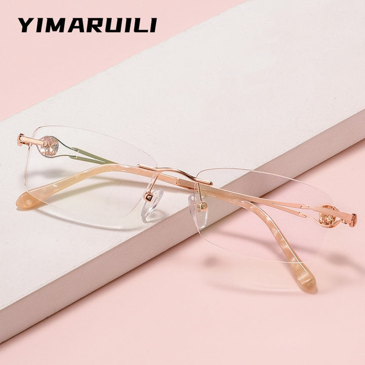 Yimaruili Women's Rimless Square Alloy Eyeglasses 98137WK Rimless Yimaruili Eyeglasses   