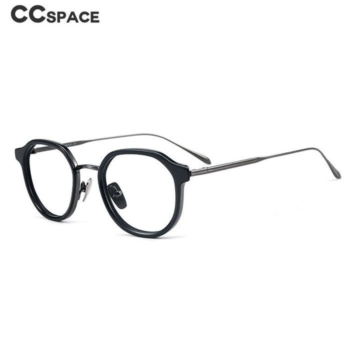 CCspace Unisex Full Rim Square Cat Eye Acetate Titanium Eyeglasses 55740 Full Rim CCspace   