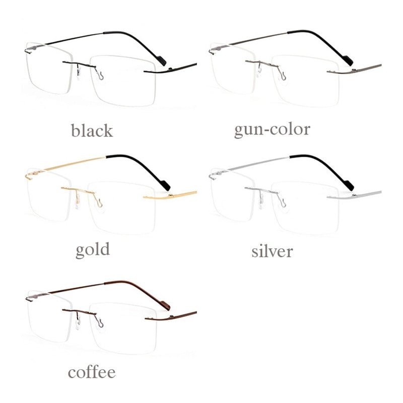 Hotochki Unisex Rimless Rectangle Alloy Frame Eyeglasses 6043 Rimless Hotochki   