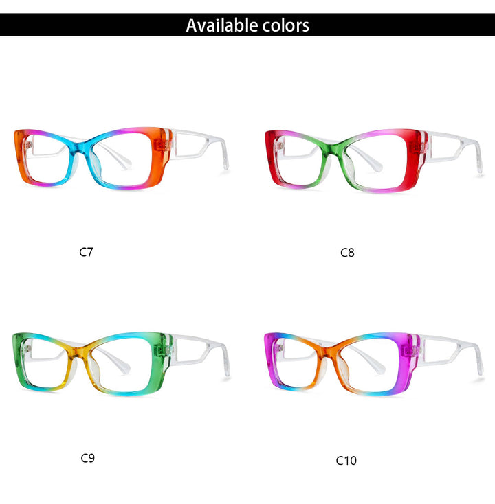 CCSpace Women's Full Rim Square Resin Frame Rainbow Eyeglasses 54537 Full Rim CCspace   