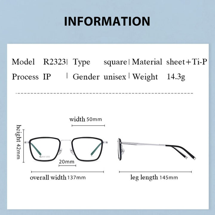 Hothcki Men's Full Rim Irregular Square Alloy Eyeglasses R2323 Full Rim Hotochki   
