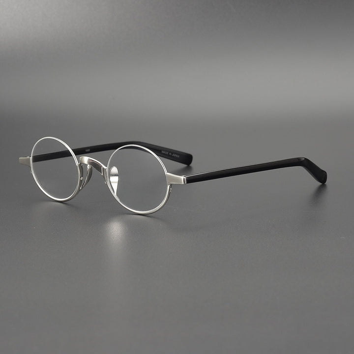 Muzz Men's Semi Rim Round Titanium Frame Eyeglasses M70703 Semi Rim Muzz Silver  