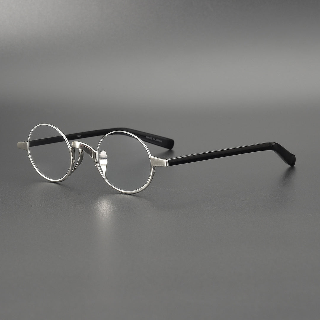 Muzz Men's Semi Rim Acetate Titanium Frame Eyeglasses 80 Semi Rim Muzz Silver  