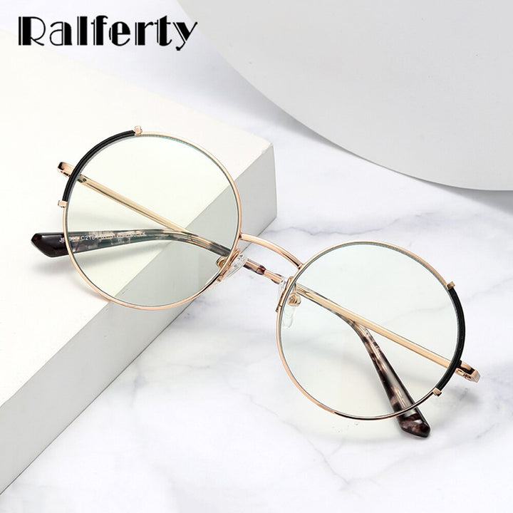 Ralferty Women's Full Rim Oversized Round Alloy Eyeglasses D8615 Full Rim Ralferty   