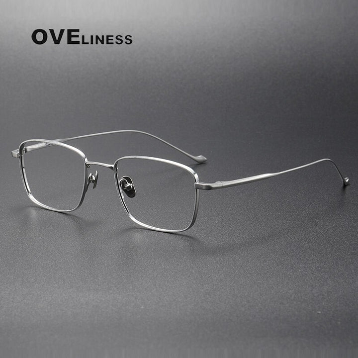 Oveliness Unisex Full Rim Square Titanium Eyeglasses  Chordf Full Rim Oveliness silver  