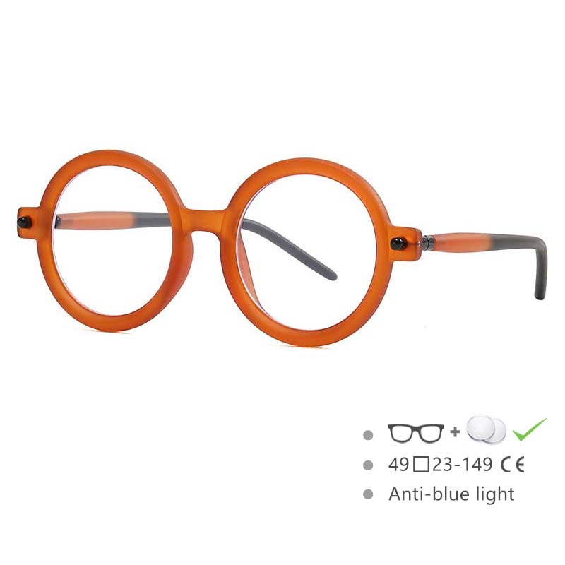 CCSpace Unisex Full Rim Round Acetate Frame Eyeglasses 54567 Full Rim CCspace Orange China 