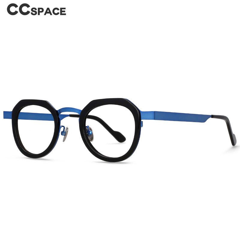 CCspace Unisex Irregular Round Titanium Eyeglasses 54633 Full Rim CCspace   