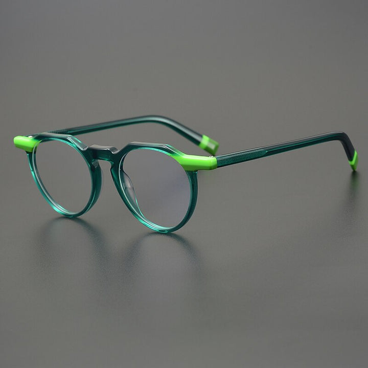 Gatenac Unisex Full Rim Round Acetate Eyeglasses Gxyj831 Full Rim Gatenac Green  