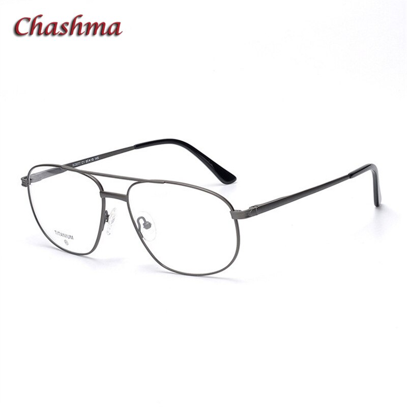 Chashma Ochki Men's Full Rim Round Double Bridge Titanium Eyeglasses 3077 Full Rim Chashma Ochki Gray  