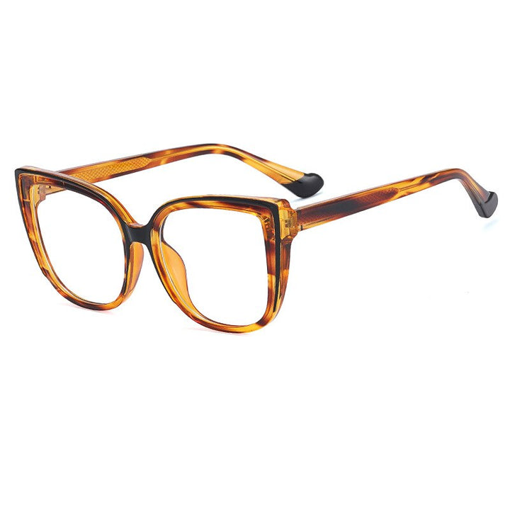 CCSpace Women's Full Rim Square Cat Eye Tr 90 Titanium Eyeglasses 55598 Full Rim CCspace Leopard China 