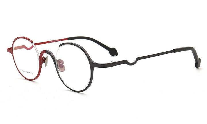 Muzz Unisex Semi Rim Round Titanium Eyeglasses T7771 Semi Rim Muzz C4  