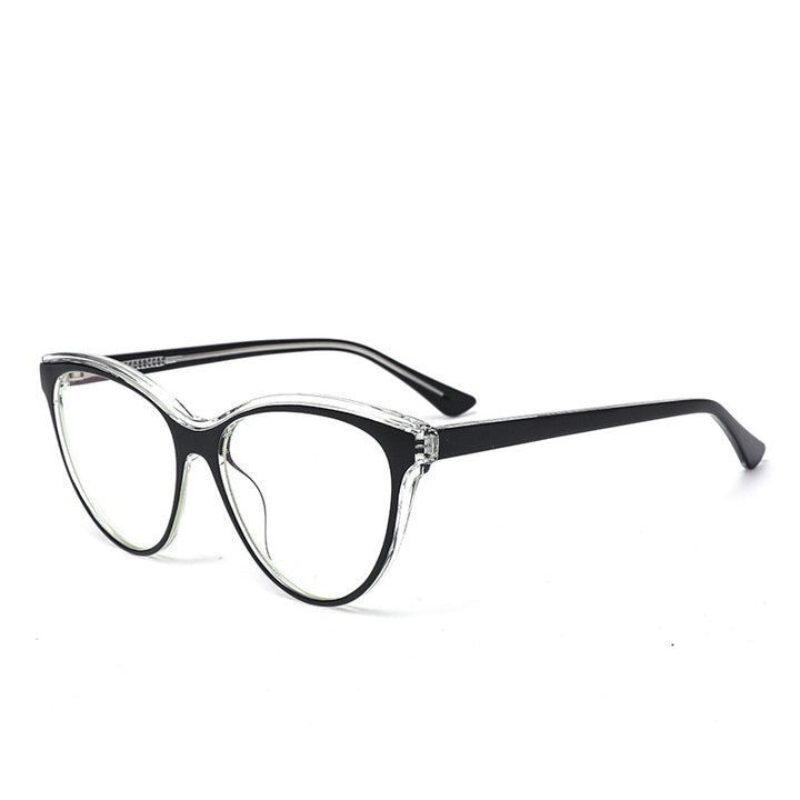 Gmei Women's Full Rim TR 90 Titanium Cat Eye Frame Eyeglasses 2039 Full Rim Gmei Optical C1 Black  