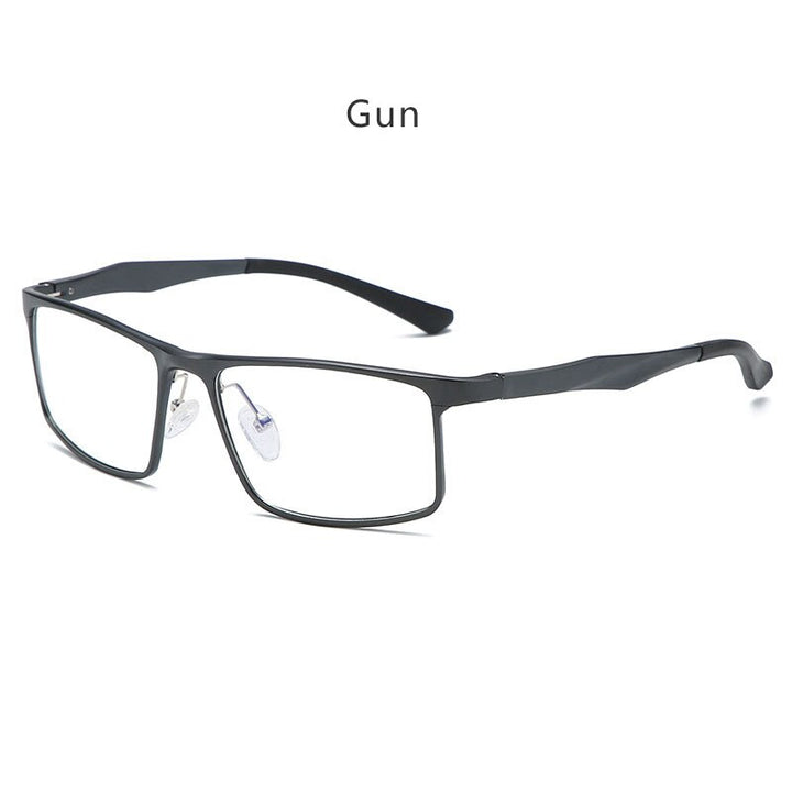 Hdcrafter Men's Full Rim Wide Square Titanium Eyeglasses 14g 664 Full Rim Hdcrafter Eyeglasses Gun  