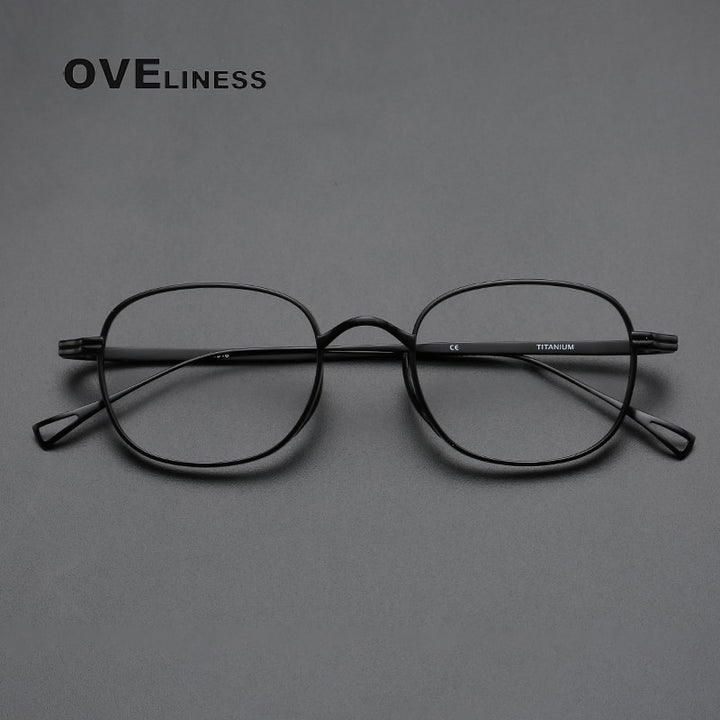 Oveliness Unisex Full Rim Round Titanium Eyeglasses 10518s Full Rim Oveliness Black  