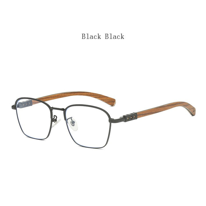 Hdcrafter Men's Full Rim Square Titanium Eyeglasses K0035 Full Rim Hdcrafter Eyeglasses Black Black  