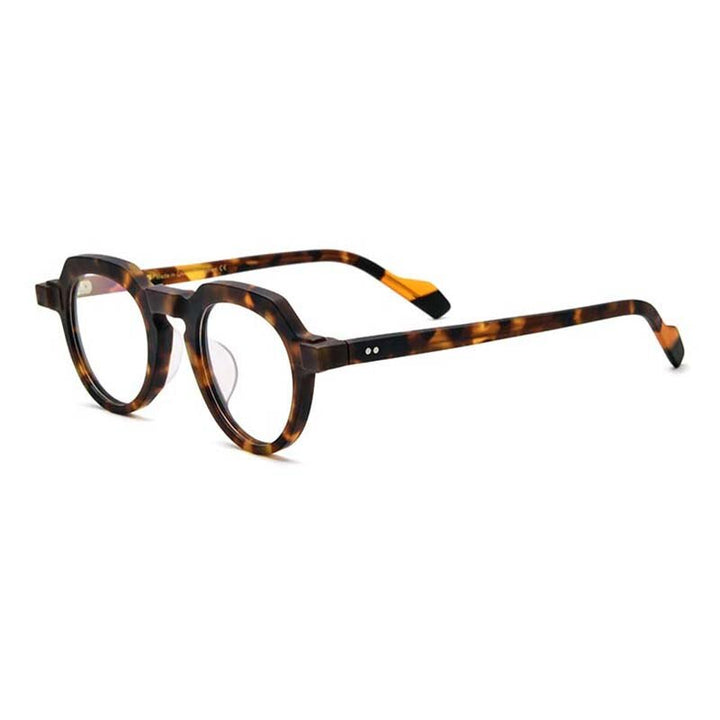 CCSpace Unisex Full Rim Irregular Round Acetate Eyeglasses 54702 Full Rim CCspace Matte leopard China 