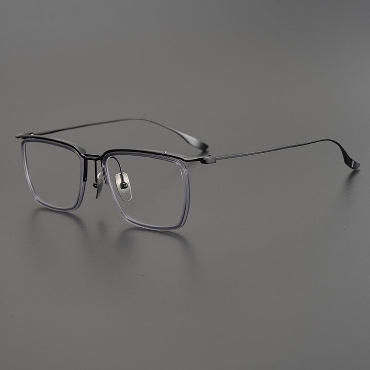 Gatenac Unisex Full Rim Square Titanium Eyeglasses Gxyj896 Full Rim Gatenac Gray Black  