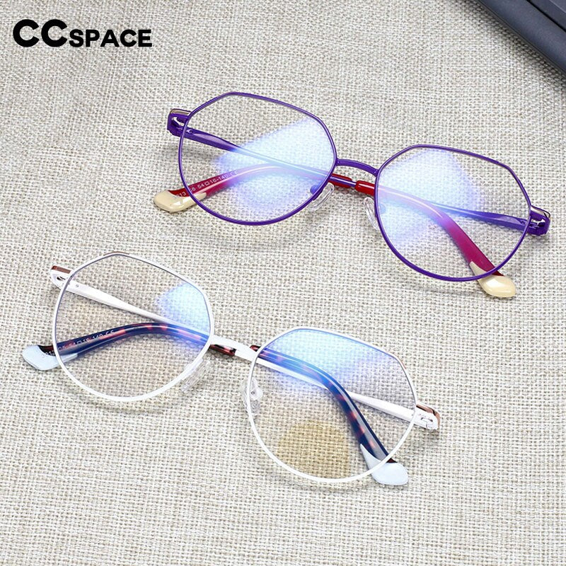 CCspace Unisex Full Rim Polygonal Round Alloy Frame Eyeglasses 54316 Full Rim CCspace   