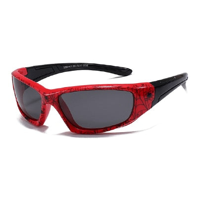 Ralferty Unisex Children's Full Rim Rectangle Acetate Polarized Sunglasses M805 Sunglasses Ralferty C40 Red - Black China As picture